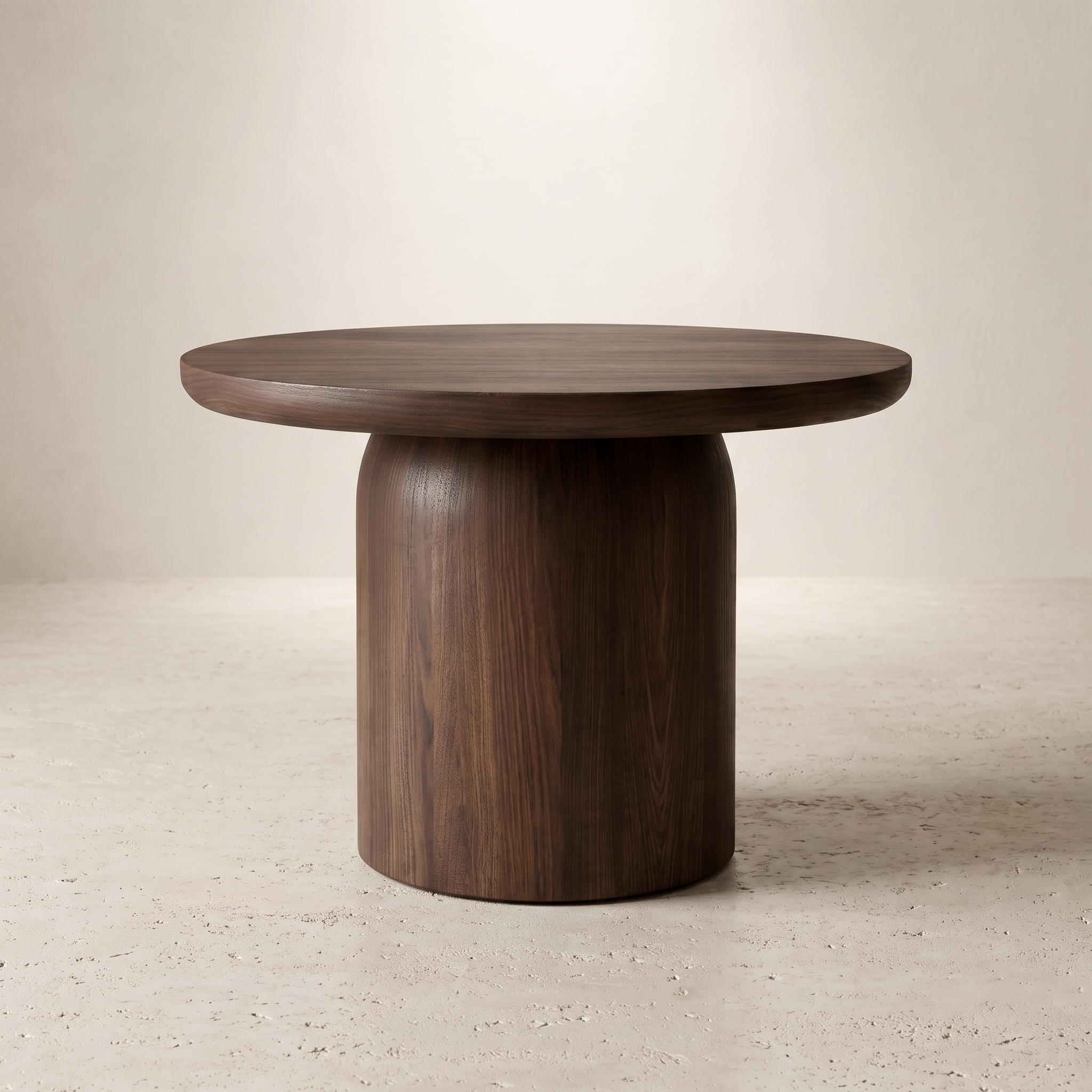 Adler dark walnut round side table three quarter angle