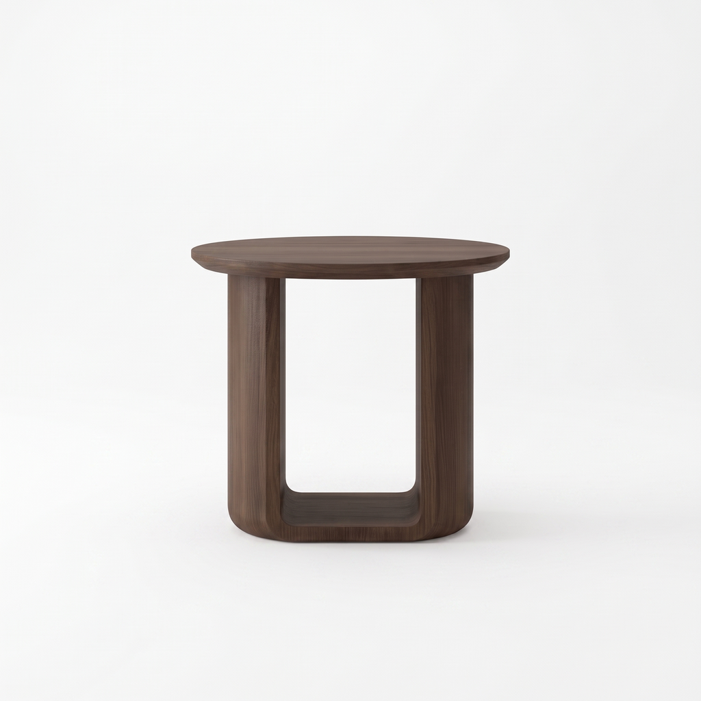 Modena dark walnut oval side table on white background