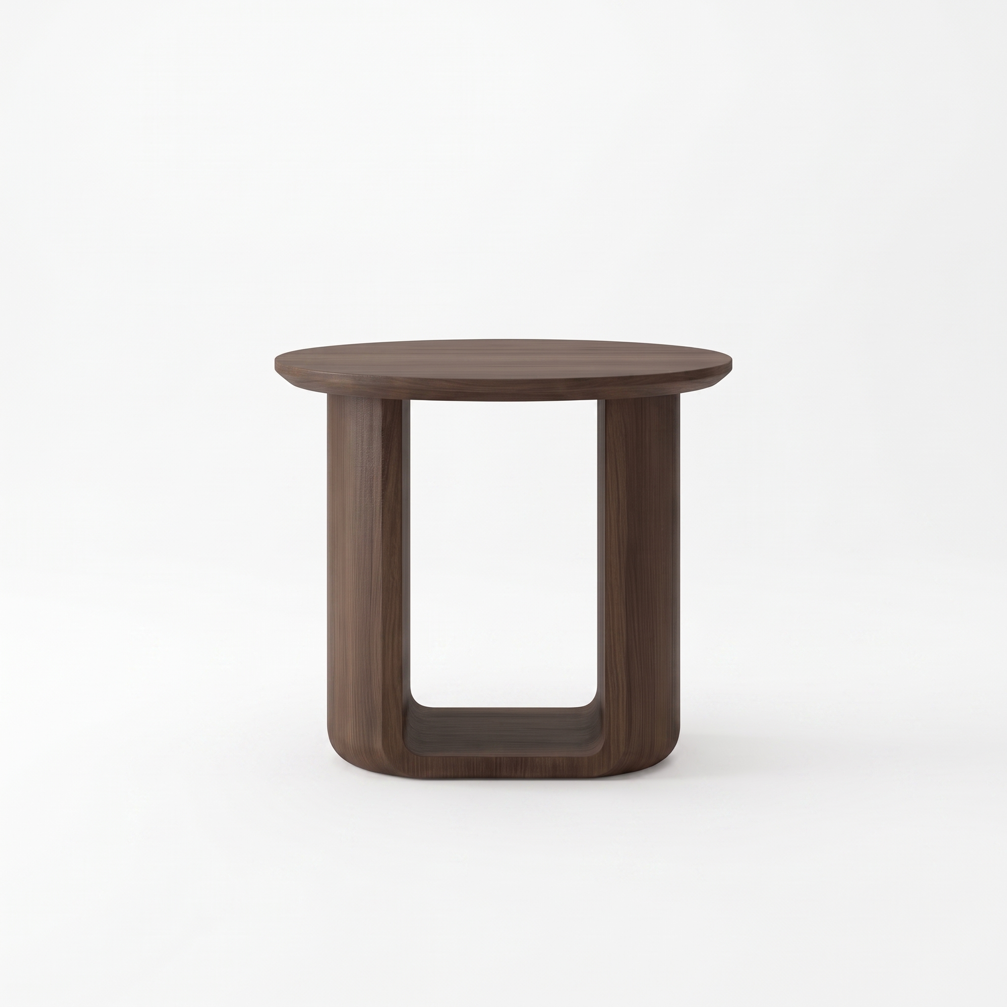 Modena dark walnut oval side table on white background