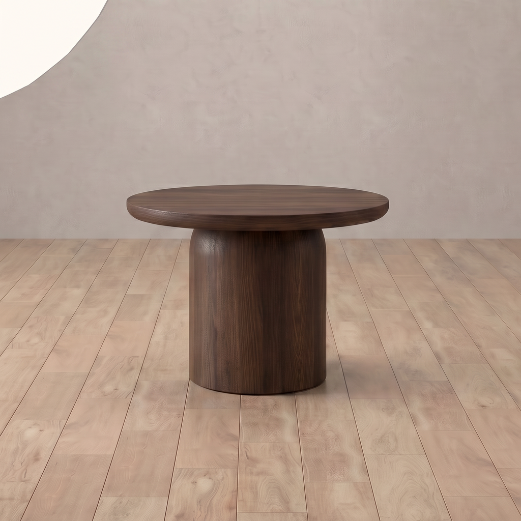 Adler dark walnut side table in studio setting