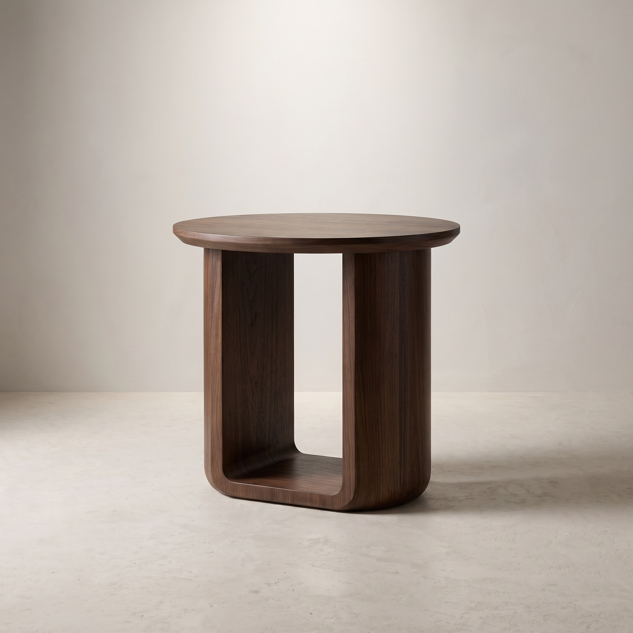 Modena dark walnut oval side table three quarter angle