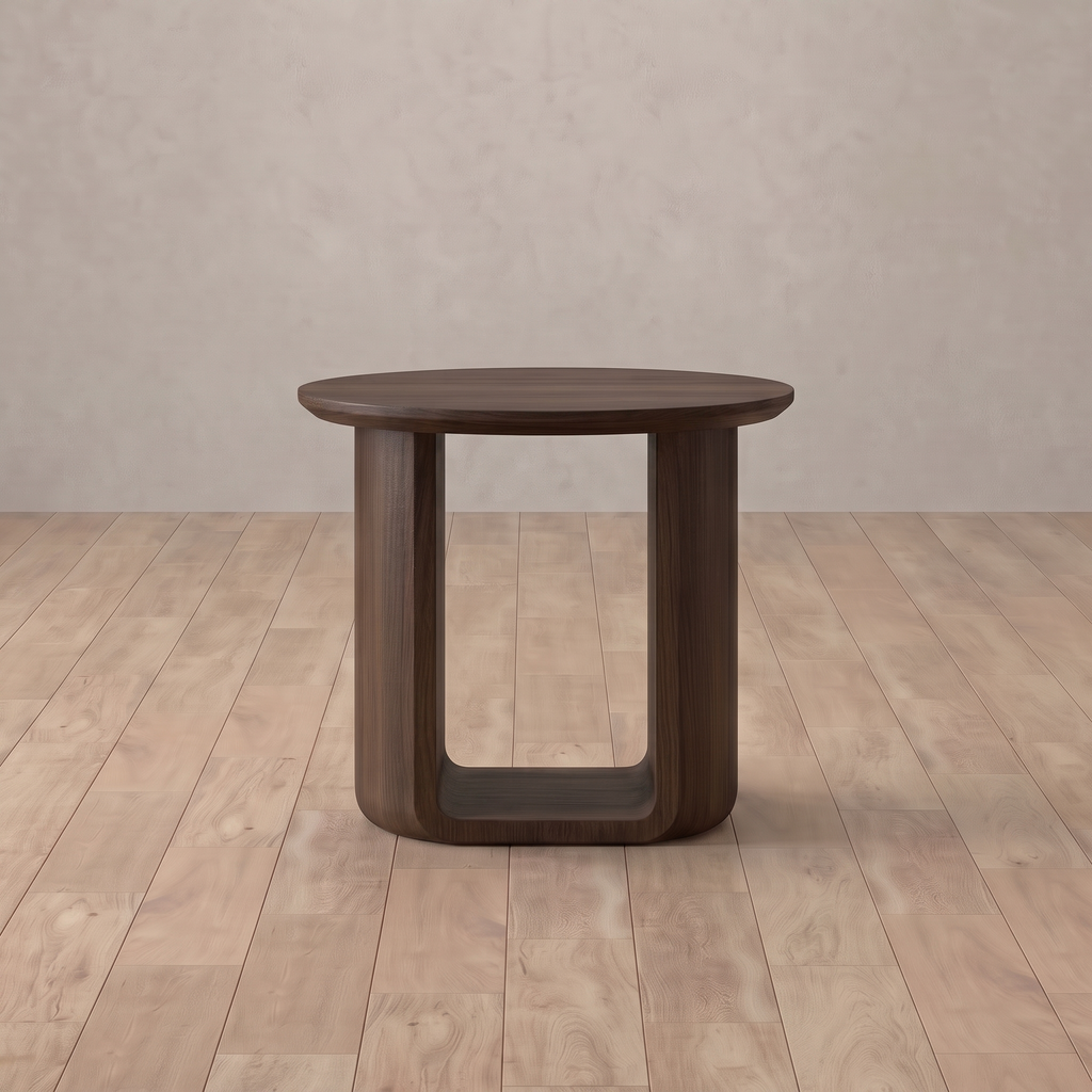 Modena dark walnut side table in studio setting