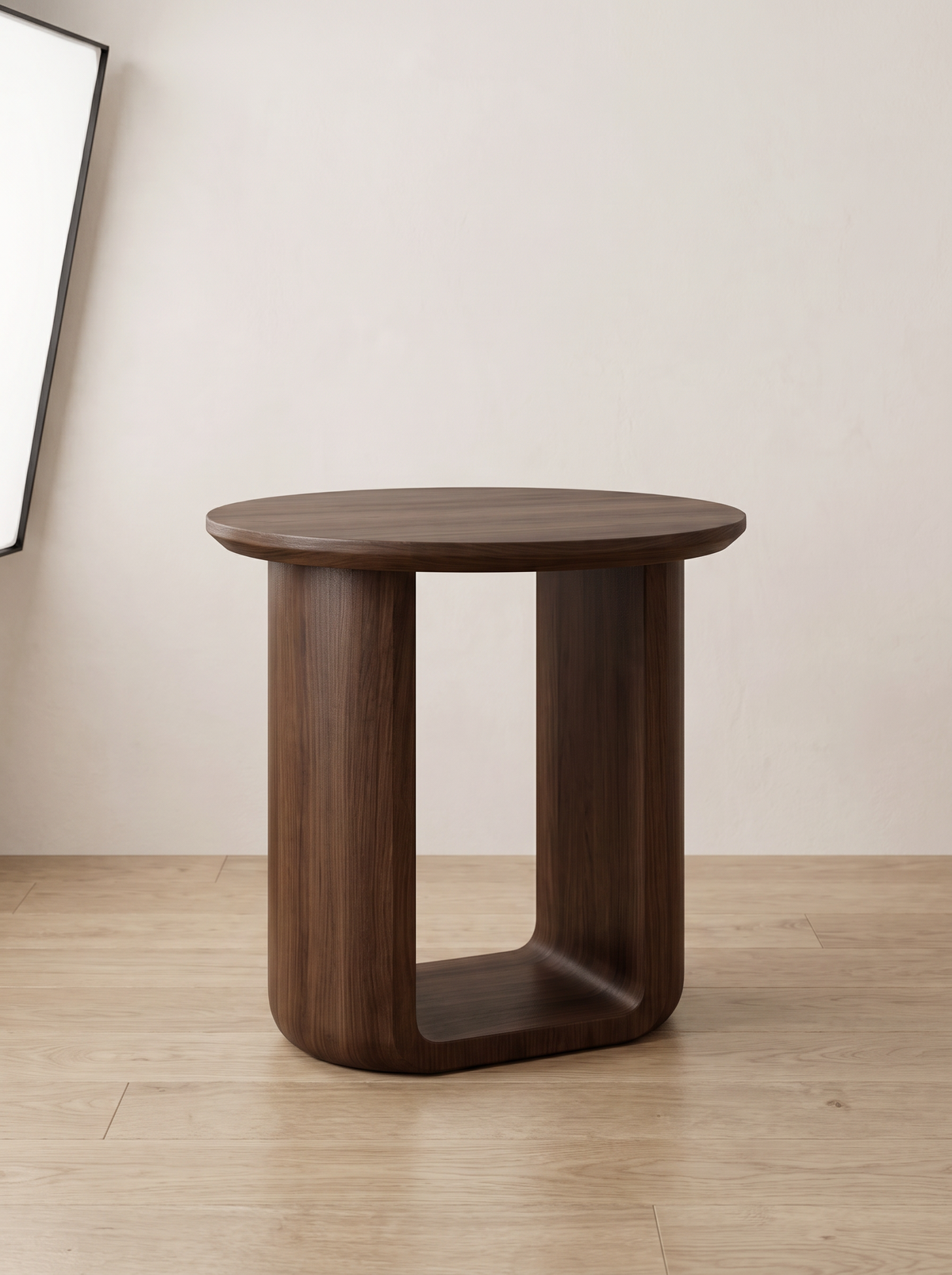 Modena walnut side table straight on